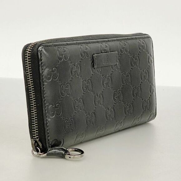 Gucci Long Wallet Guccissima 224246 Leather Black Silver Hardware Women's - Picture 2 of 10